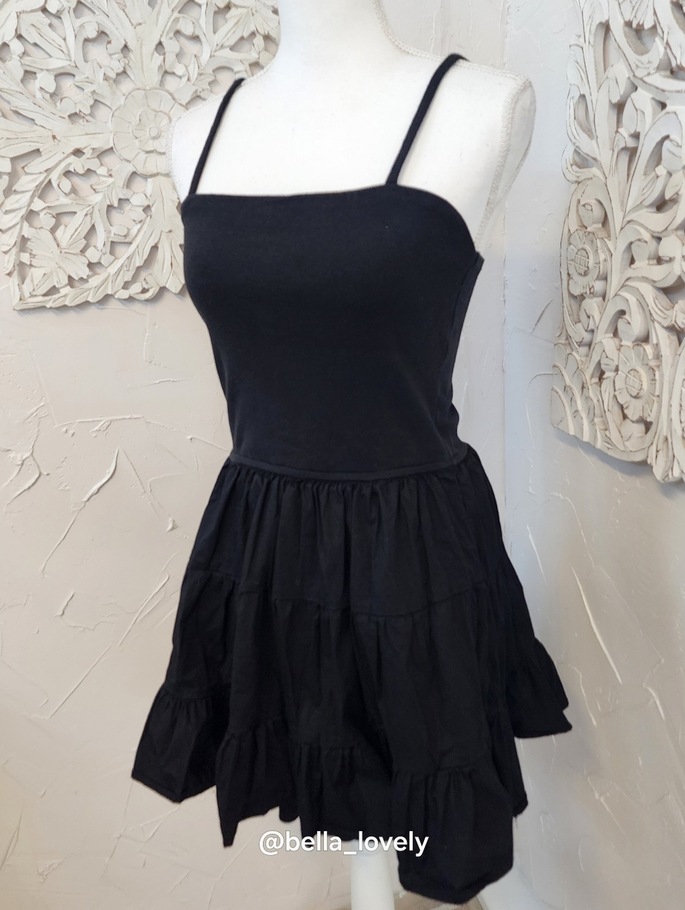 Madden Girl Black Spaghetti Strap Tiered Mini Dress Spring CUTE Summer Dress